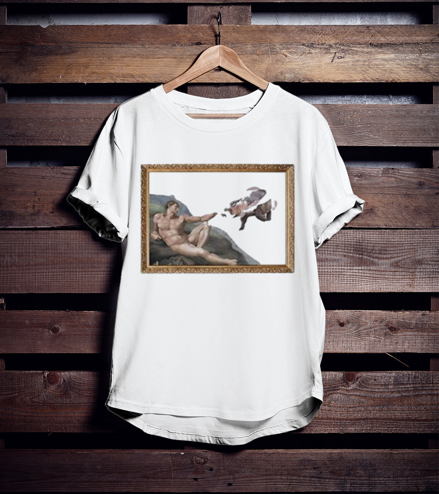 Michelangelo Moo Deng Creation Parody Vintage Frame T-Shirt
