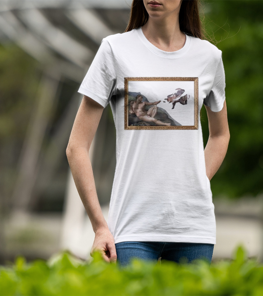 Michelangelo Moo Deng Creation Parody Vintage Frame T-Shirt