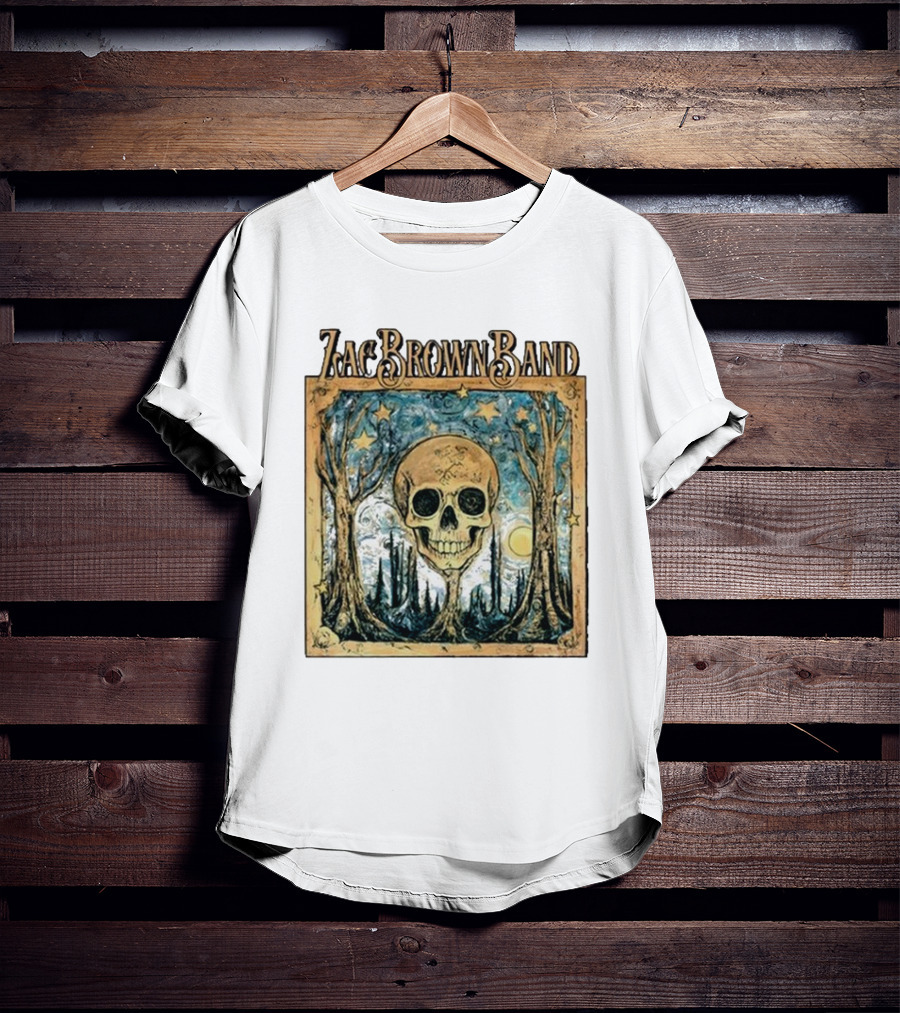 Zac Brown Band Skull Starry Forest Scene T-Shirt