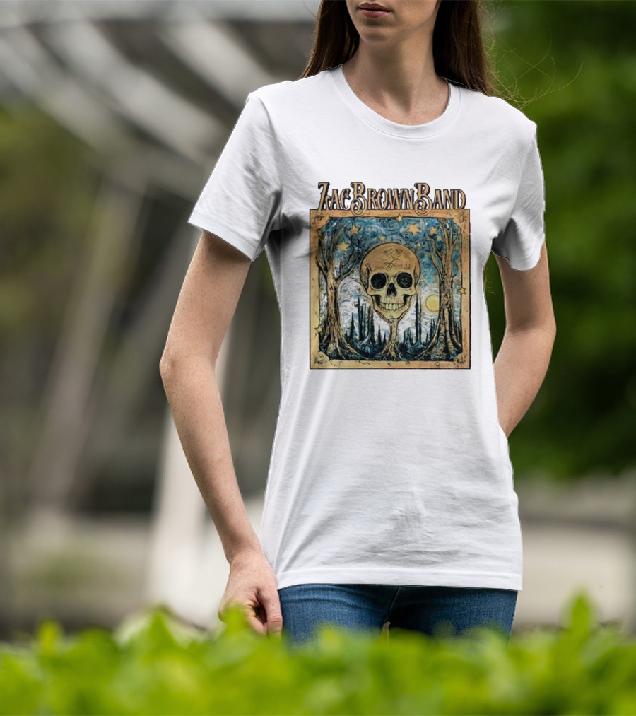 Zac Brown Band Skull Starry Forest Scene T-Shirt