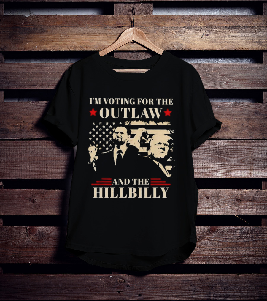 I'm Voting For The Outlaw And The Hillbilly Stars And Stripes Retro Portraits T-Shirt