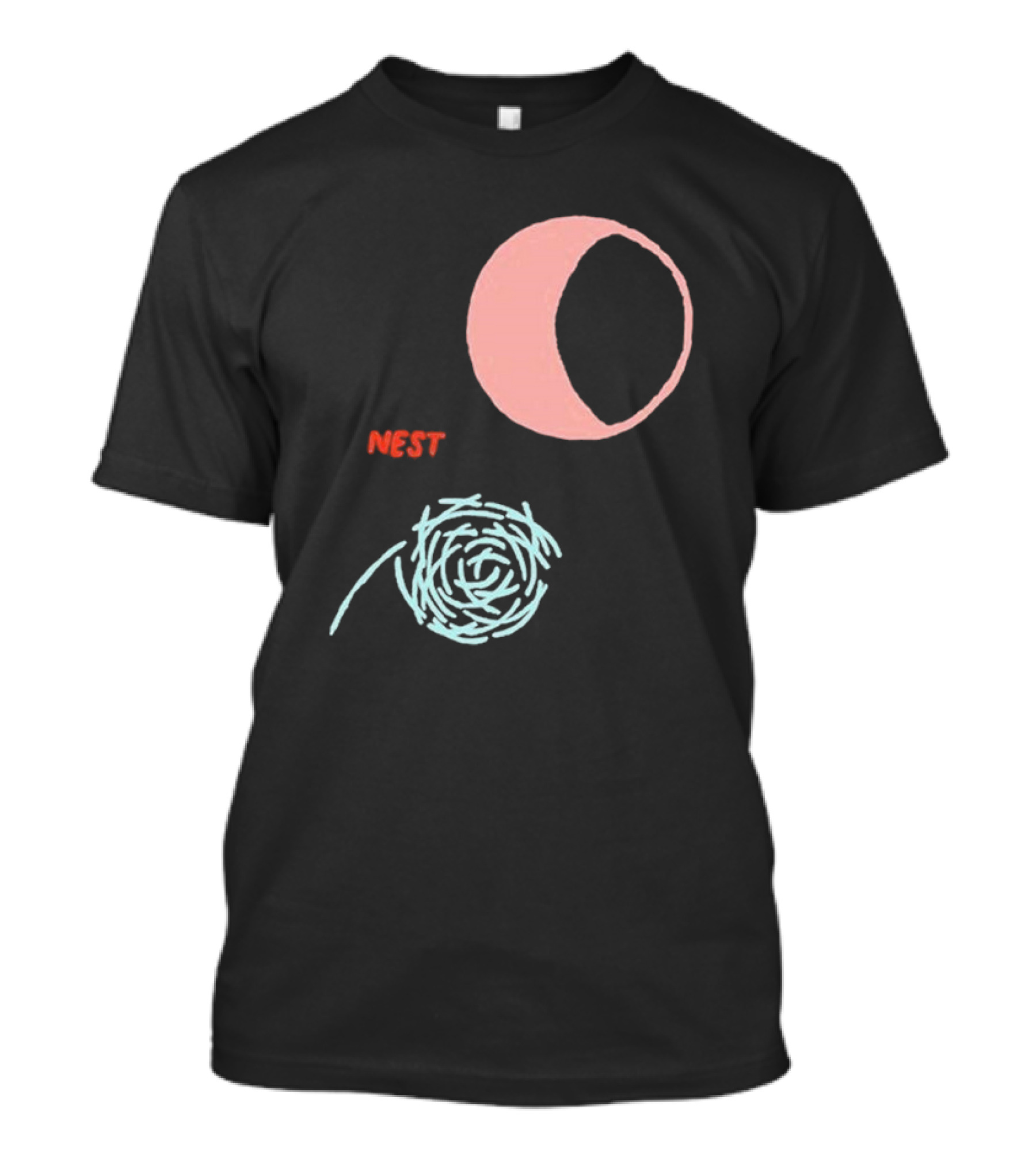Nest And Moon Phases In Minimalist T-Shirt