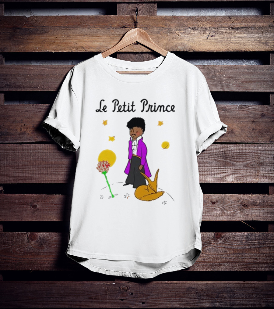 Le Petit Prince Purple Coat Fox And Rose Stars T-Shirt