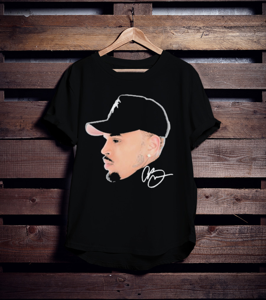 20 Years Of Chris Brown Big Head Signature Cap Profile T-Shirt