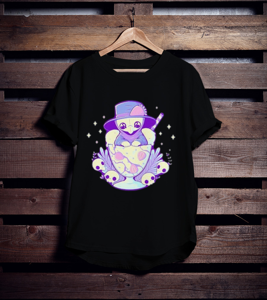 Cute Plague Doctor Ice Cream Delight With Skulls And Stars T-Shirt