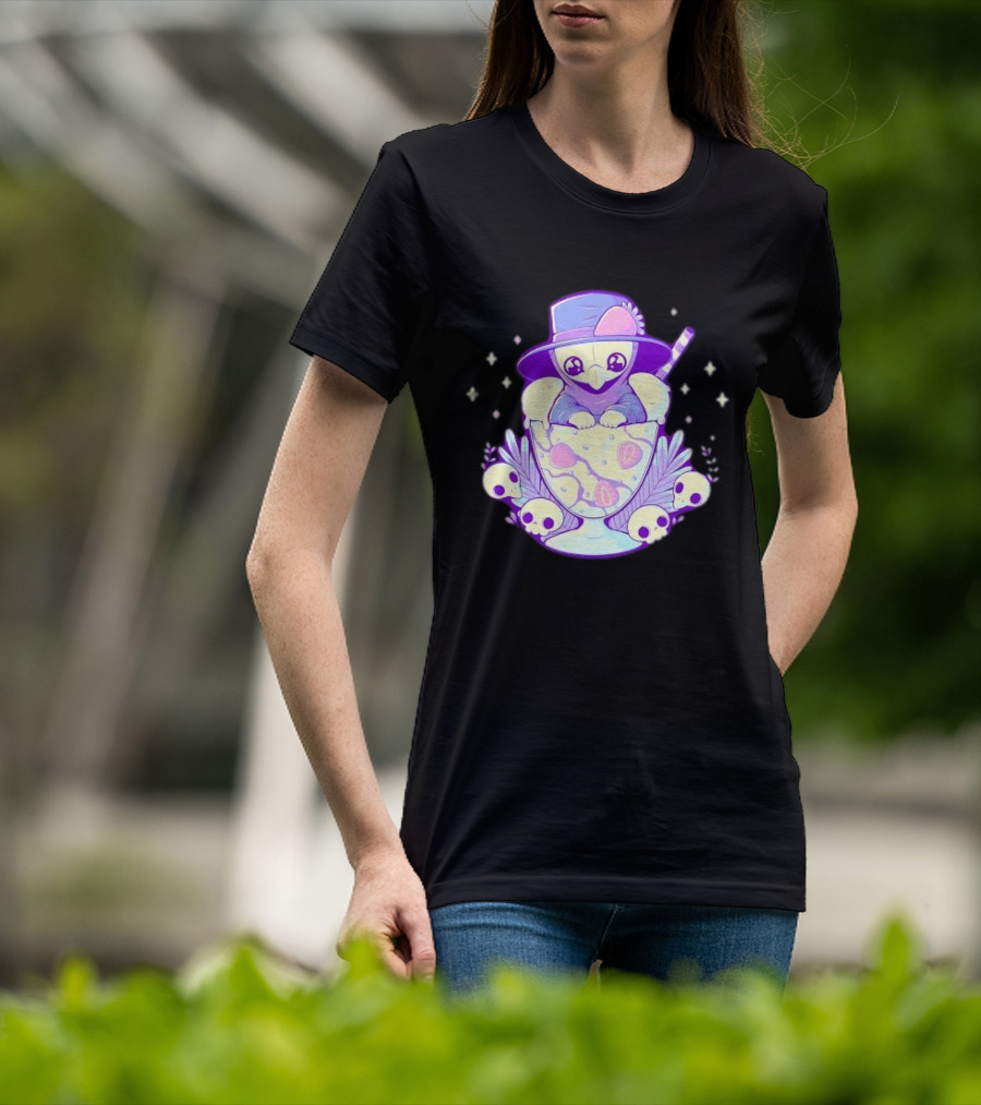 Cute Plague Doctor Ice Cream Delight With Skulls And Stars T-Shirt