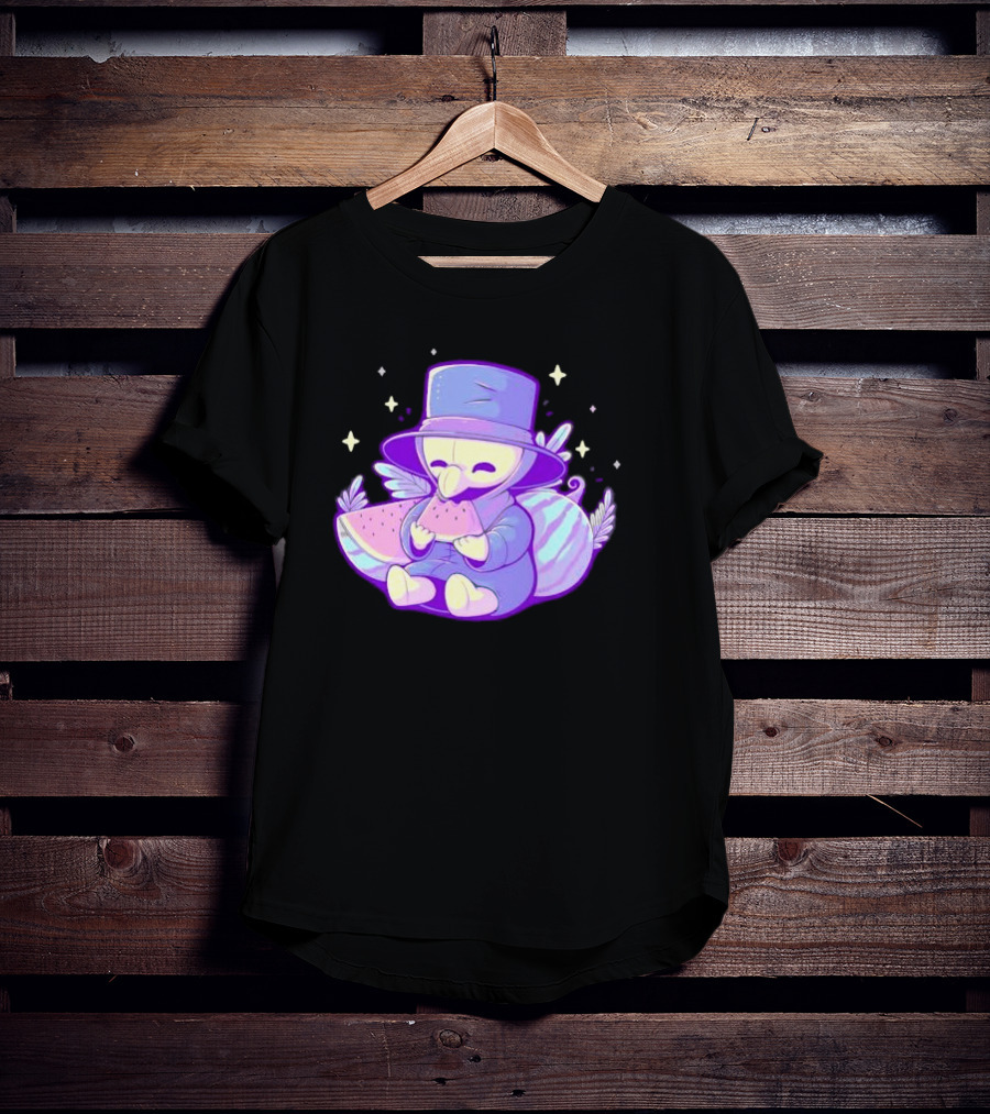 Plague Doctor Eating Watermelon Cute Kawaii T-Shirt