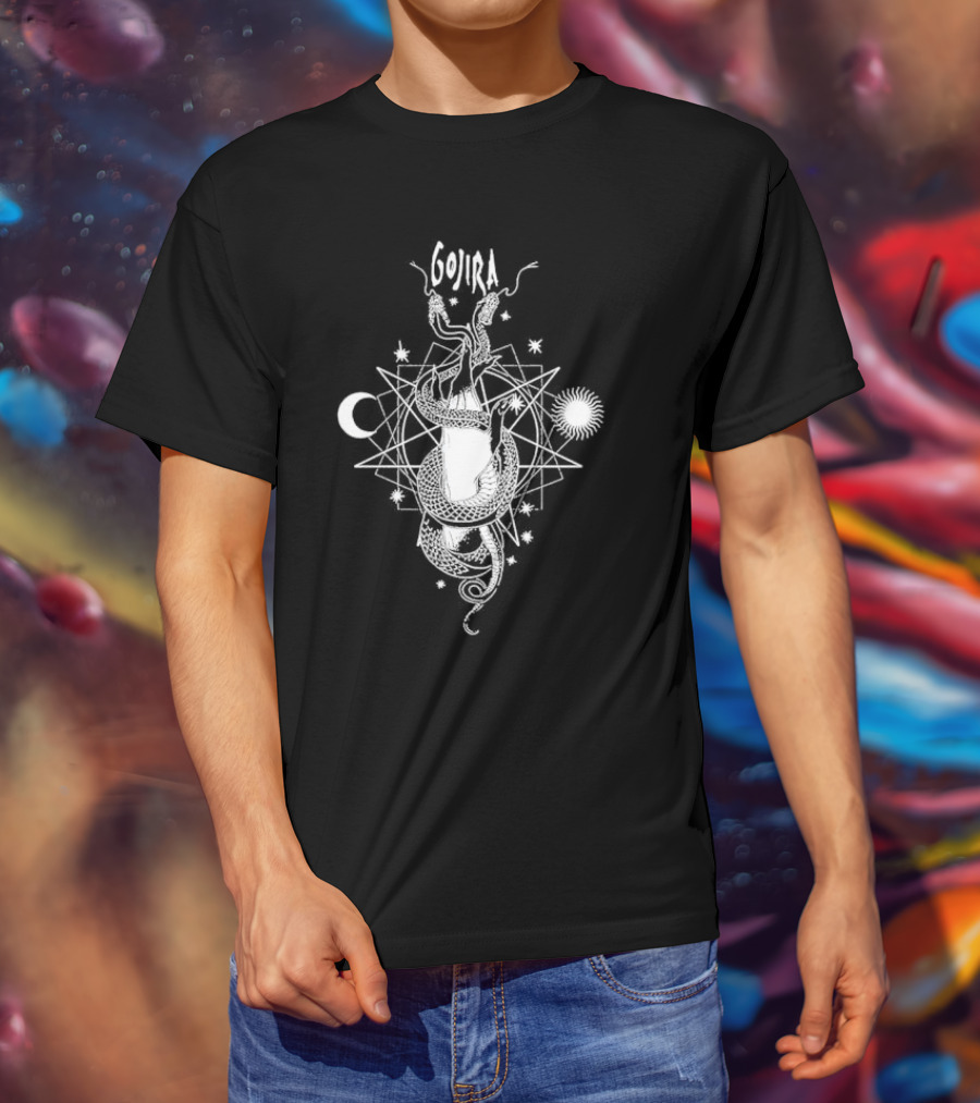 Gojira Celestial Snakes Moon Sun And Stars T-Shirt