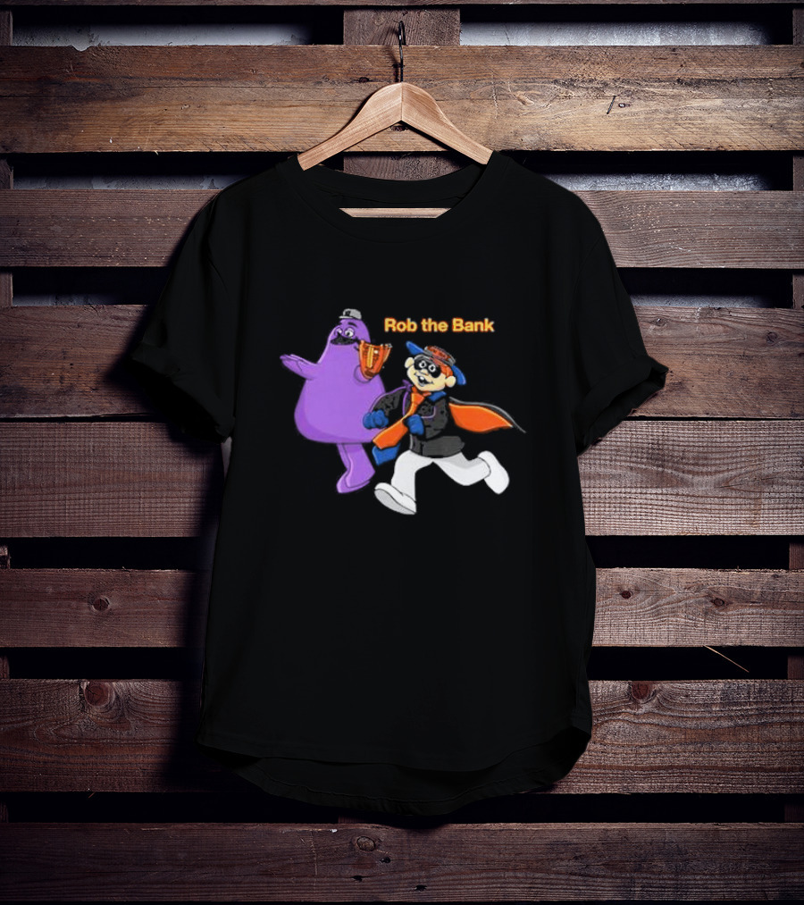 Grimace Monster Accompanies Rob The Bank Heist With Classic Burglar Image T-Shirt