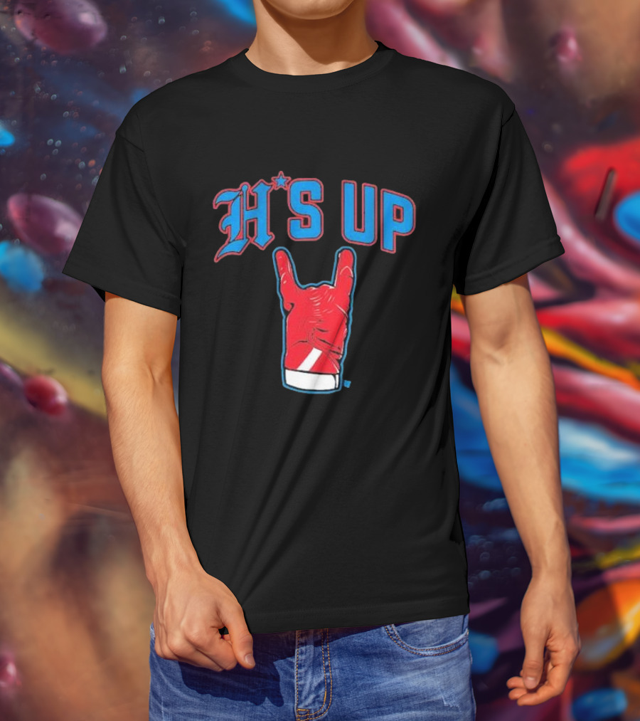 Houston Football H's Up Gesture Red Glove T-Shirt