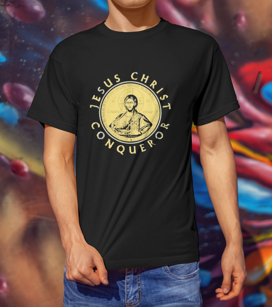 Jesus Christ Conqueror Orthodox Christian Iconography T-Shirt