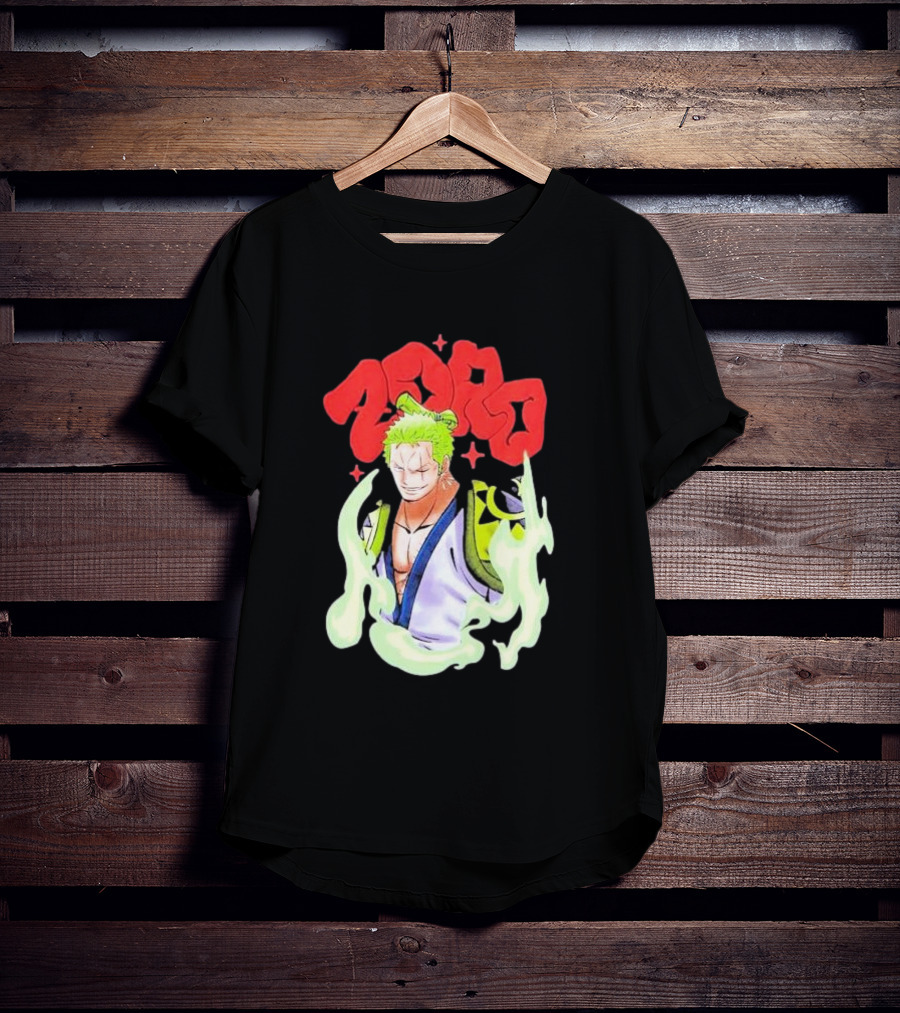 One Piece Zoro Japan Animation Airbrush Style Manga Character T-Shirt