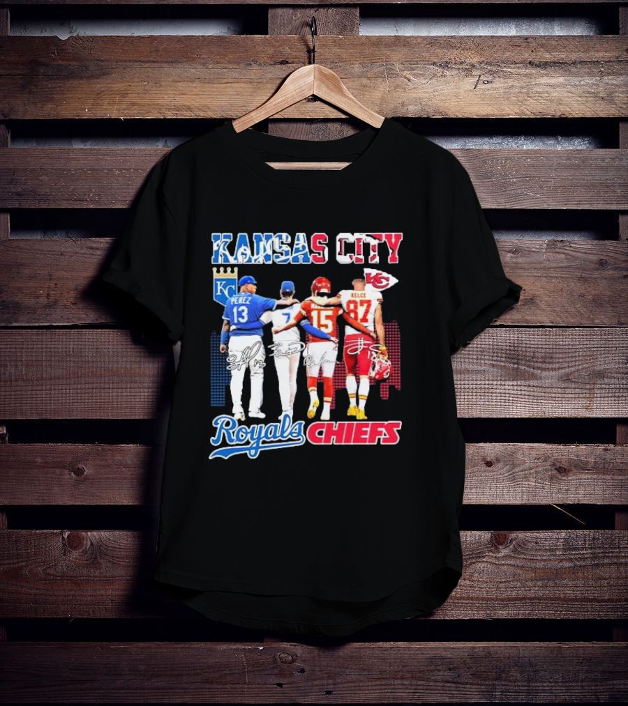 Kansas City Perez Witt Jr Mahomes Kelce Royals Chiefs T-Shirt