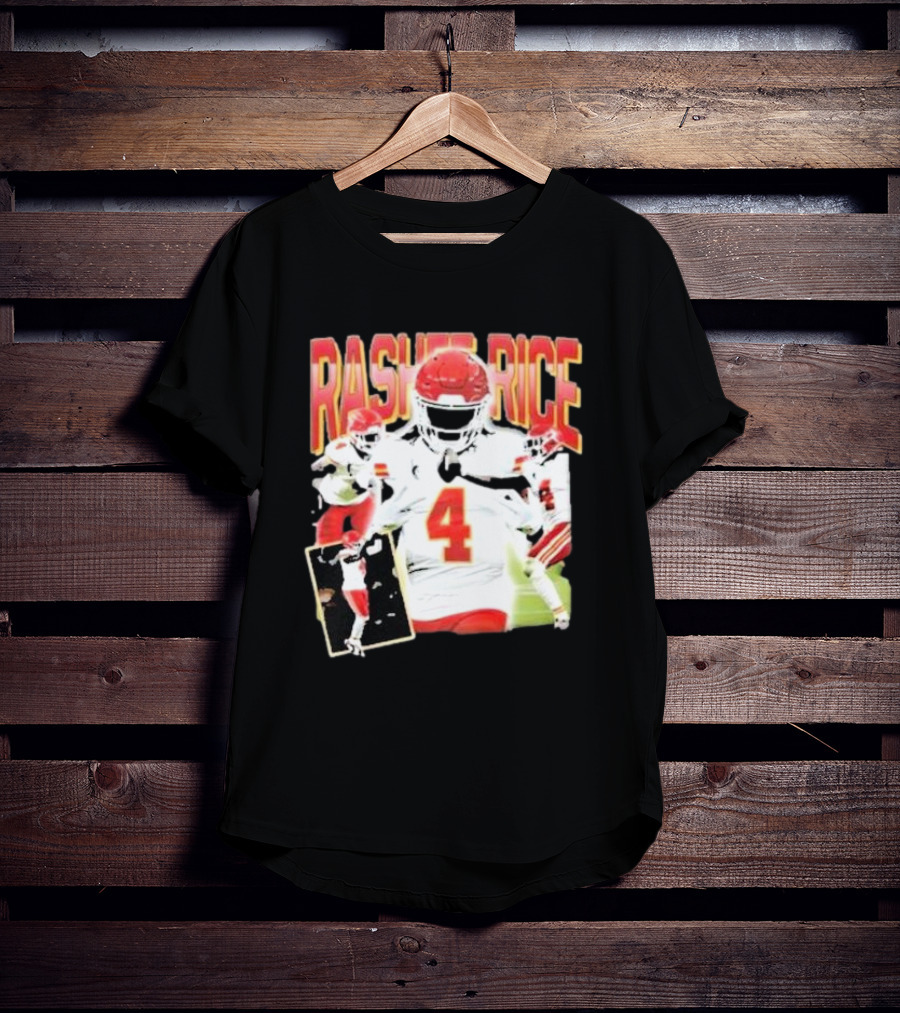 Rashee Rice Football Action 4 Red And White Uniform T-Shirt