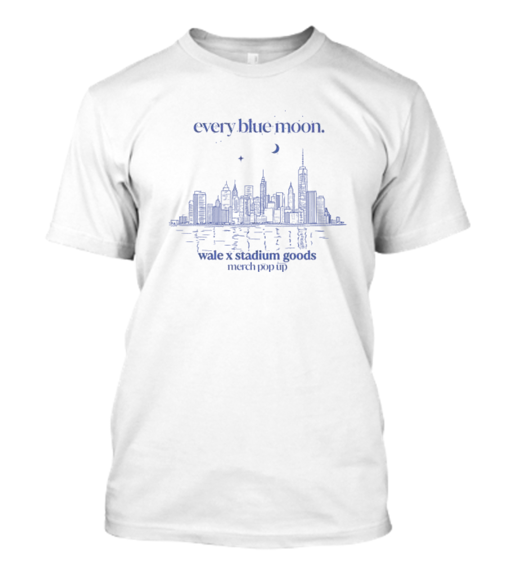 Every Blue Moon Wale X Stadium Goods Merch Pop Up City Skyline Moon Stars T-Shirt