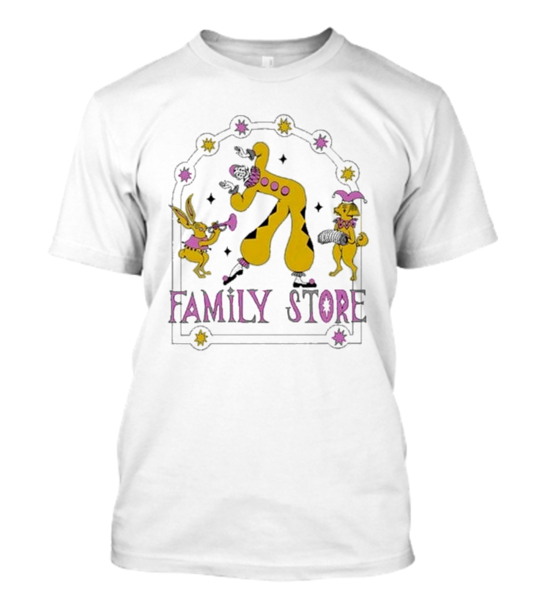 FS X Maddie Fischer Family Store Clown Arch With Rabbit And Dog Characters T-Shirt