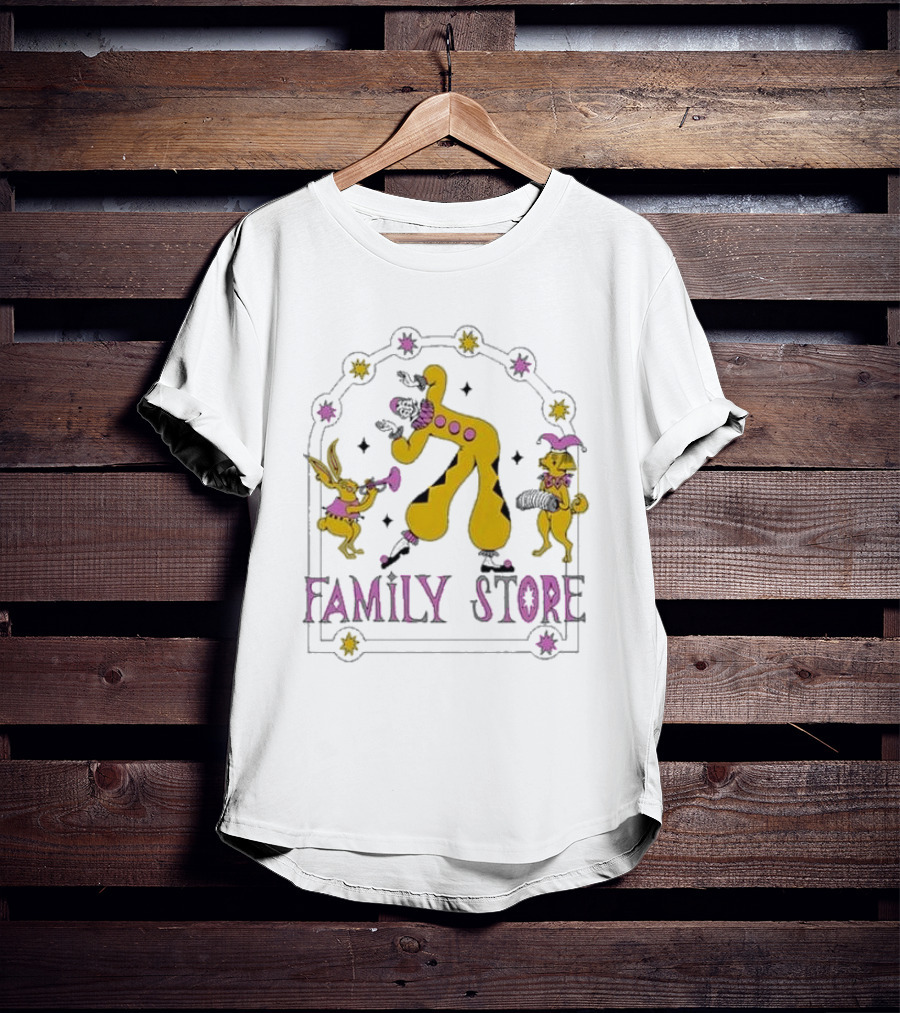 FS X Maddie Fischer Family Store Clown Arch With Rabbit And Dog Characters T-Shirt