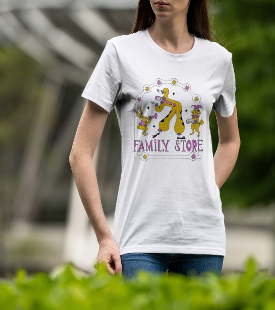 FS X Maddie Fischer Family Store Clown Arch With Rabbit And Dog Characters T-Shirt