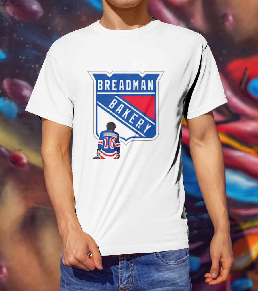 Breadman Bakery Artemi Panarin 10 True Blue New York Rangers Fan T-Shirt