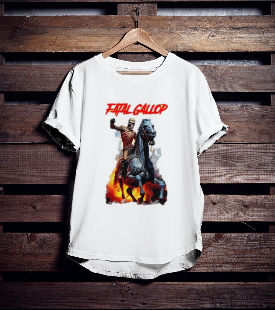 Fatal Gallop Diabolic Fear Black Horror Evil Monster Terror Skeleton Rider Horse Flames T-Shirt