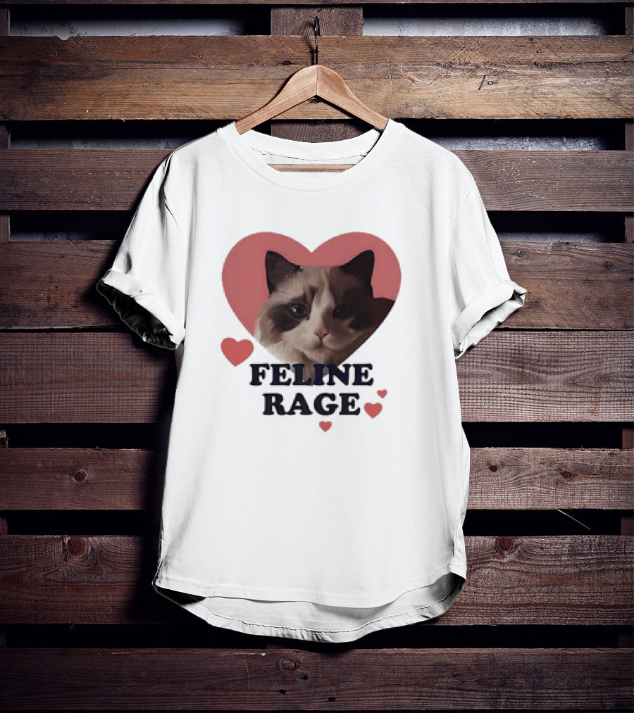Feline Rage Heart Love Cat T-Shirt