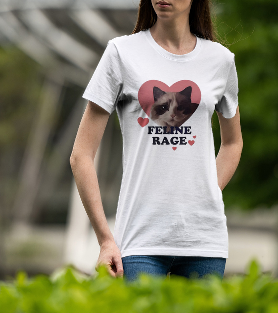 Feline Rage Heart Love Cat T-Shirt