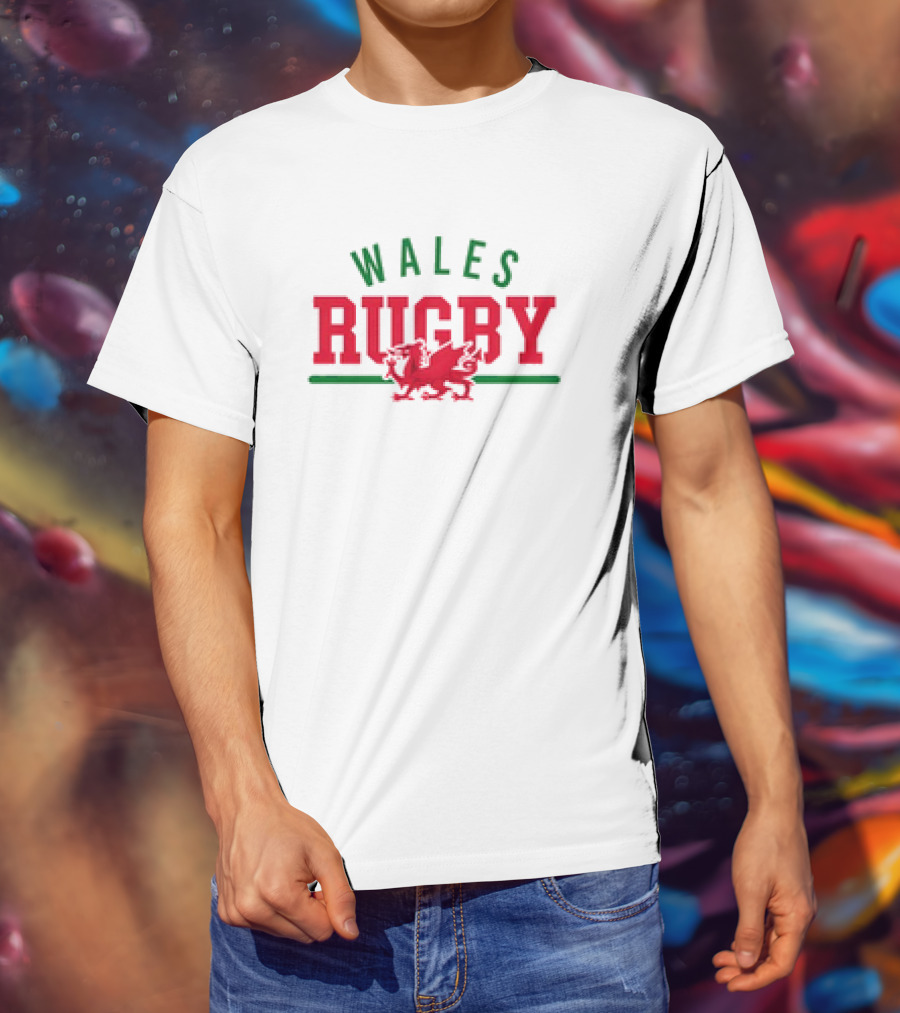 Wales Rugby Red Dragon Wordmark Supersoft T-Shirt