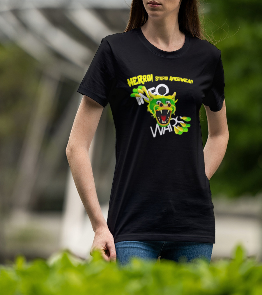 HERROI Stupid American INFO WARS Dragon Face T-Shirt