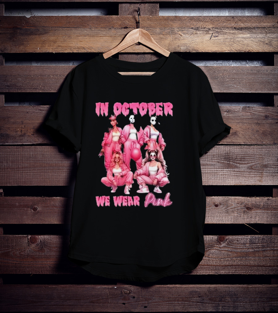 In October We Wear Pink Comadre Crew Horror Movie T-Shirt