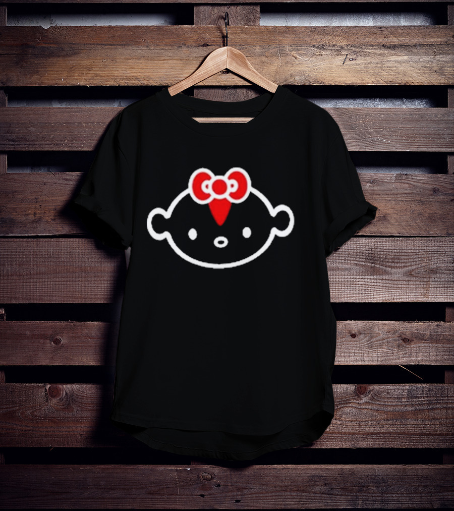 Lil Darkie Hello Darkie Red Bow Cartoon Face T-Shirt