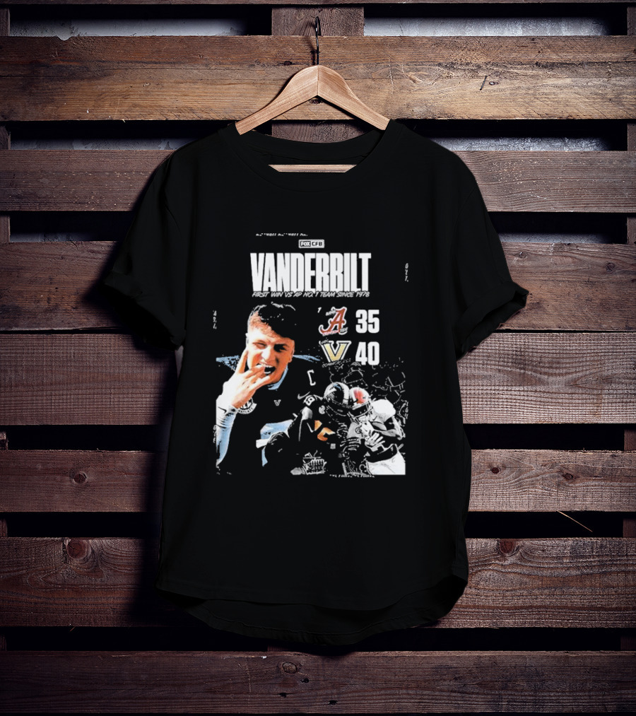 Vanderbilt Commodores First Win 40 35 Against Alabama Crimson Tide NCAA T-Shirt