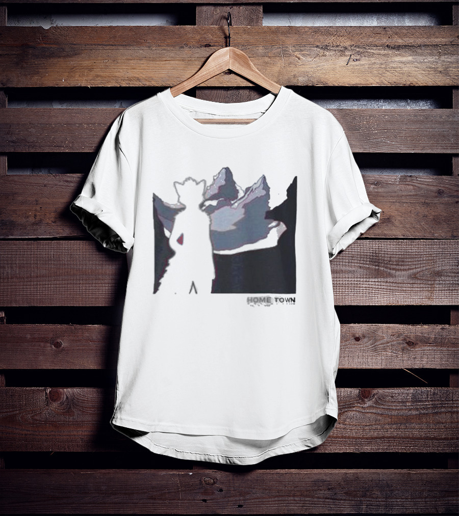 The Fox Nest Store Home Town Silhouette With Mountains Background T-Shirt