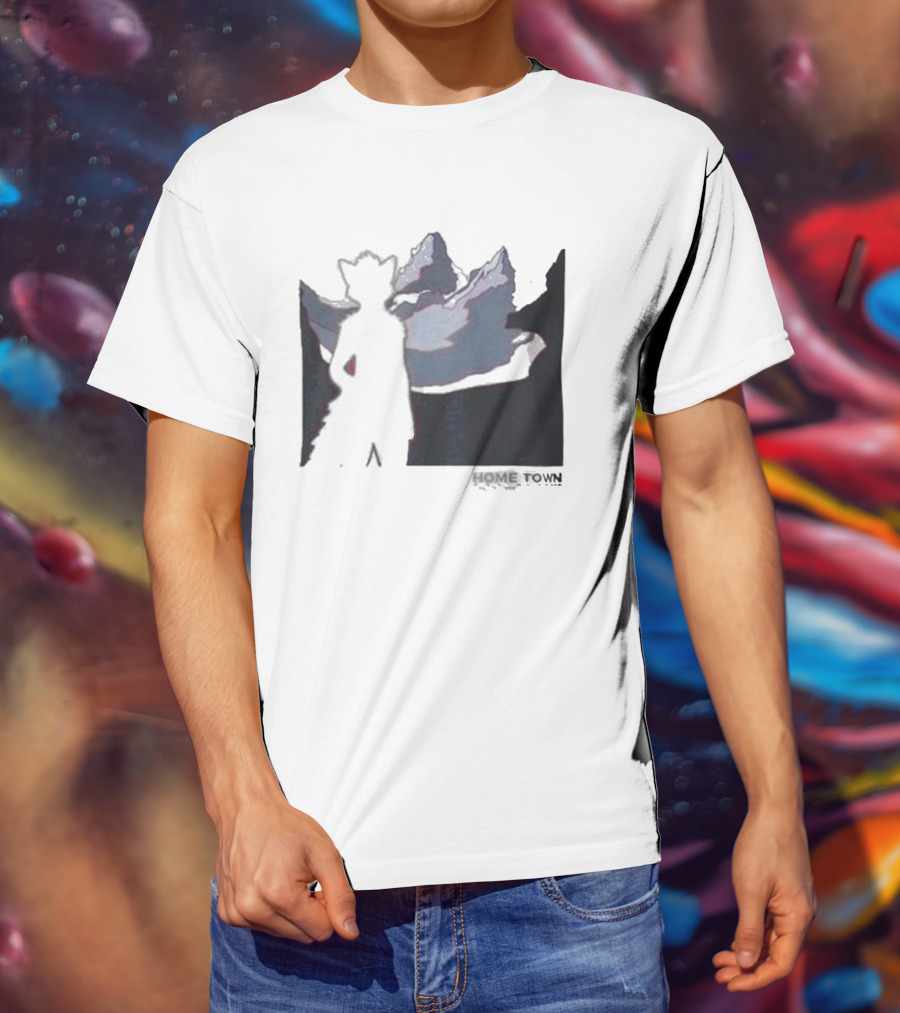 The Fox Nest Store Home Town Silhouette With Mountains Background T-Shirt