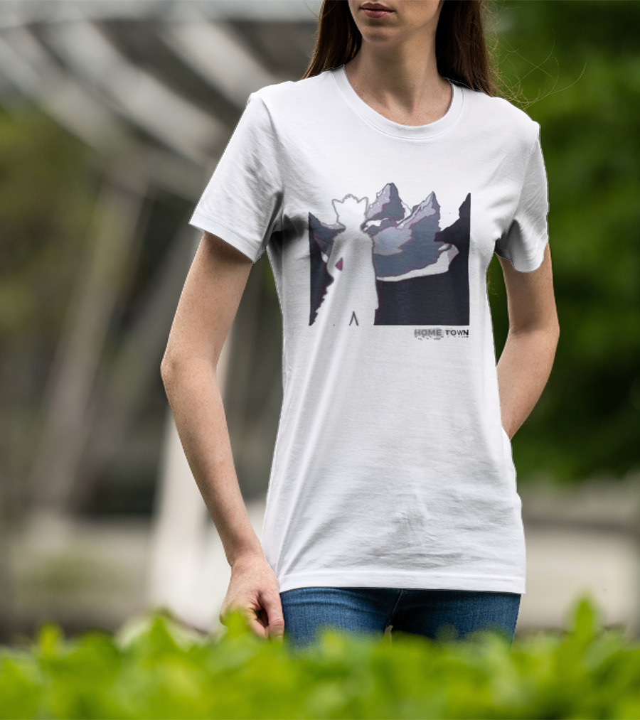 The Fox Nest Store Home Town Silhouette With Mountains Background T-Shirt