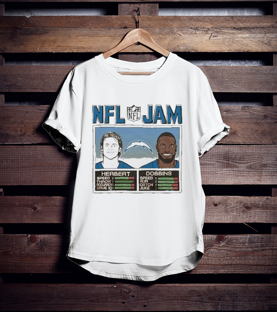 NFL Jam Chargers Herbert Dobbins Stats T-Shirt