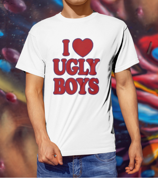 Omar Apollo I Love Ugly Boys Red Text Heart T-Shirt