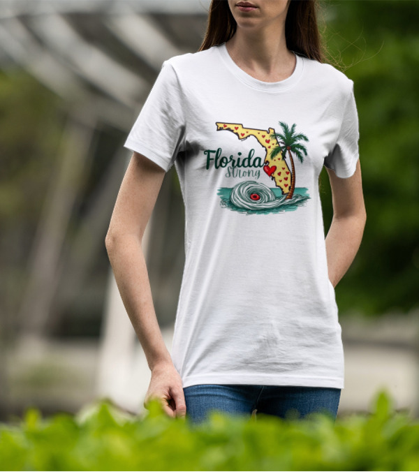 Pray For Tampa Bay Florida Strong Palm Tree Heart Map Hurricane T-Shirt