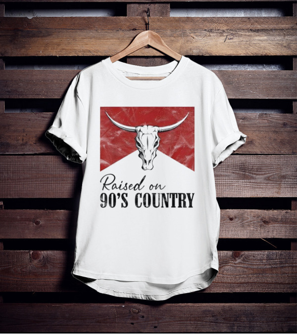 Raised On 90’s Country Western Bull Skull T-Shirt
