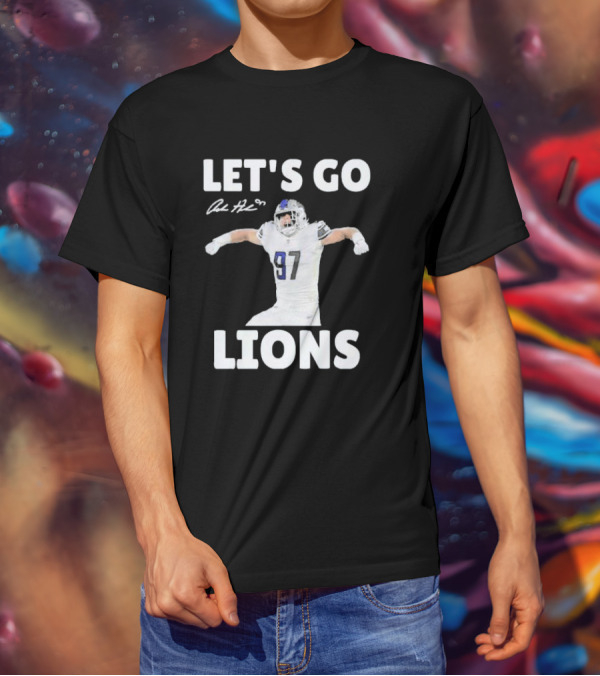 Let's Go Lions Aidan Hutchinson Detroit Lions Signature T-Shirt