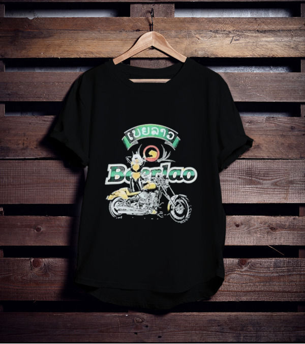 Beer Lao Lager Beerlao Biker Chick Motorcycle T-Shirt