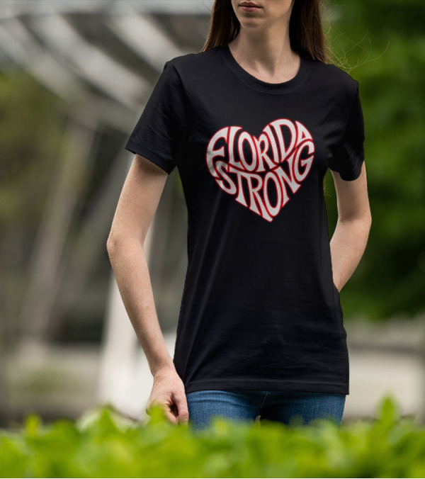 Florida Strong Heart Typography State Pride T-Shirt