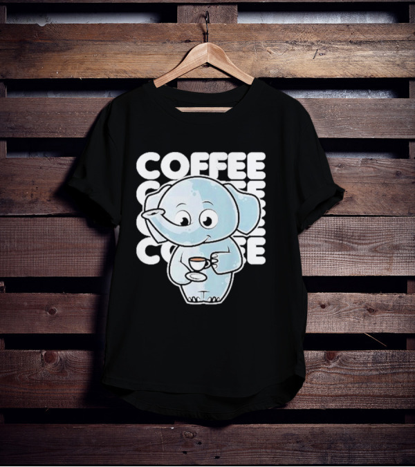 Cute Elephant Coffee Kawaii Neko Anime T-Shirt