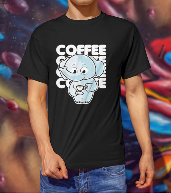 Cute Elephant Coffee Kawaii Neko Anime T-Shirt