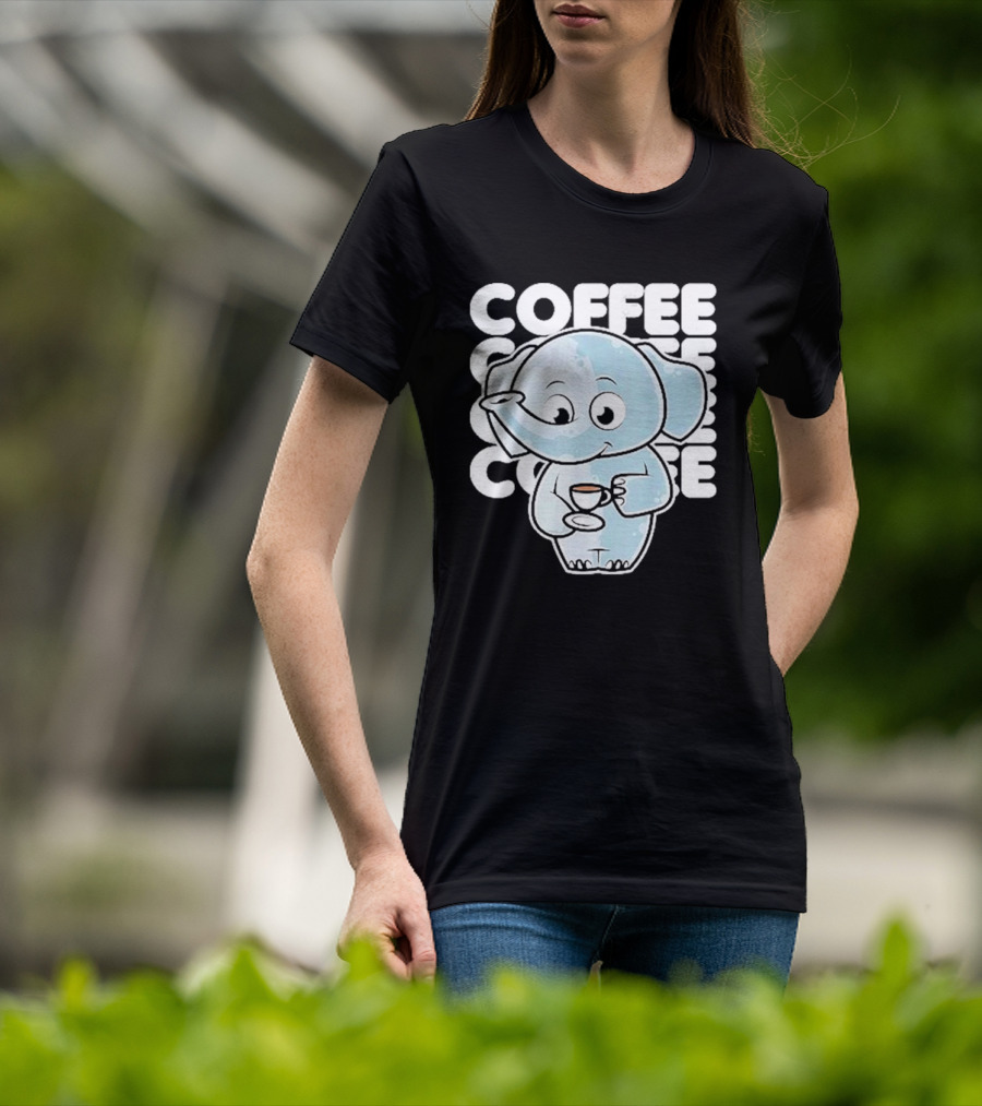 Cute Elephant Coffee Kawaii Neko Anime T-Shirt