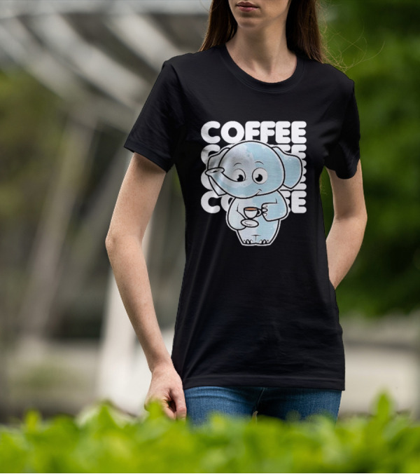 Cute Elephant Coffee Kawaii Neko Anime T-Shirt