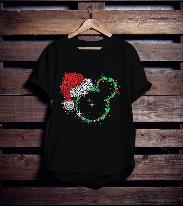 Mickey Mouse Santa Hat Christmas Lights Disney T-Shirt