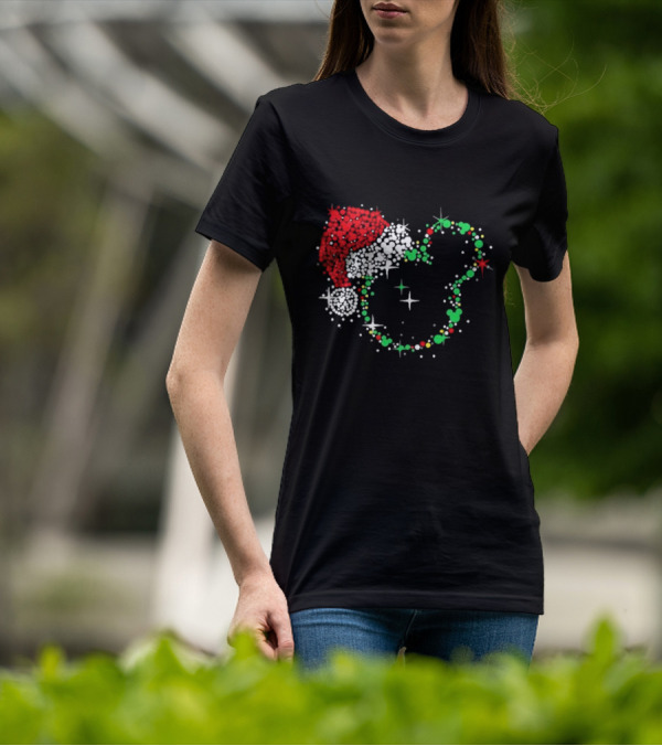 Mickey Mouse Santa Hat Christmas Lights Disney T-Shirt