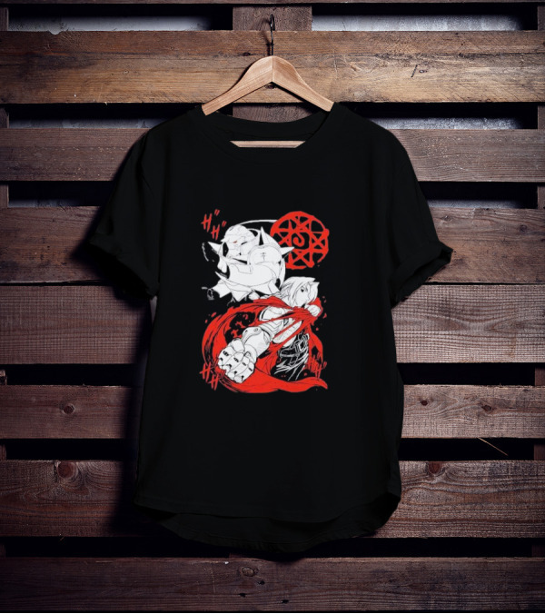 Fullmetal Alchemist Brotherhood Alphonse Elric Red Alchemy Circle Edward Elric T-Shirt