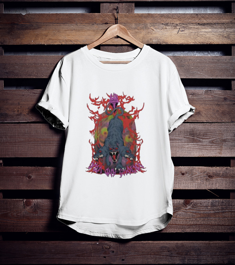 Cerberus Vicious And Psychedelic Flames T-Shirt