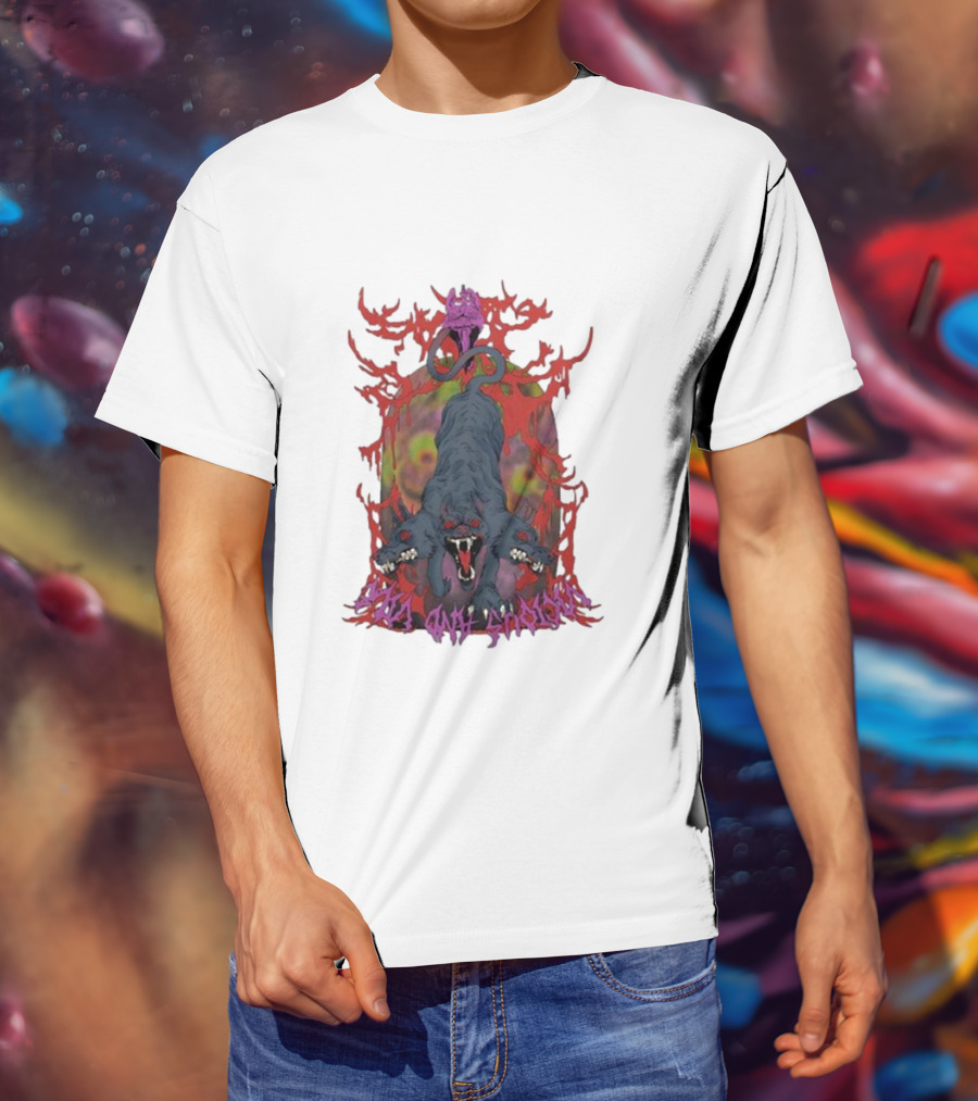 Cerberus Vicious And Psychedelic Flames T-Shirt